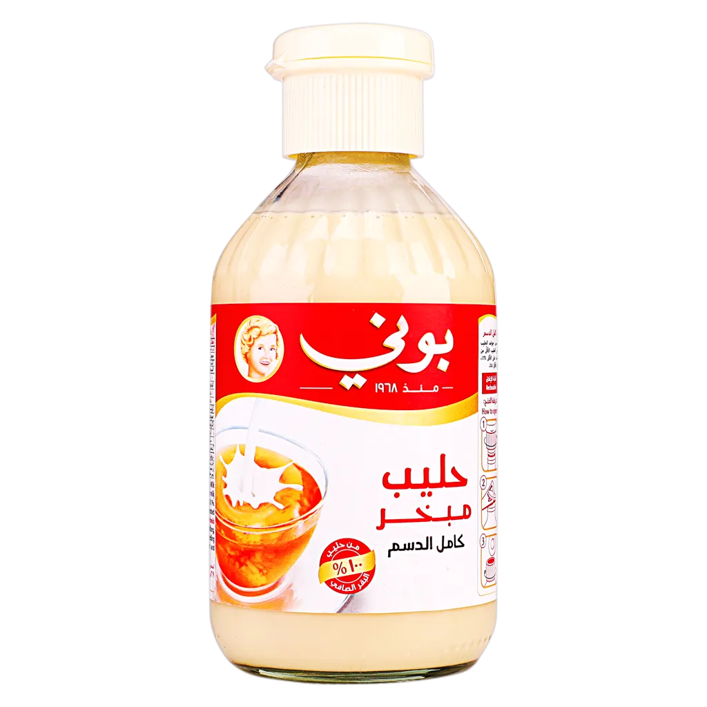بوني زجاجة حليب مبخر كامل الدسم 340 جم
