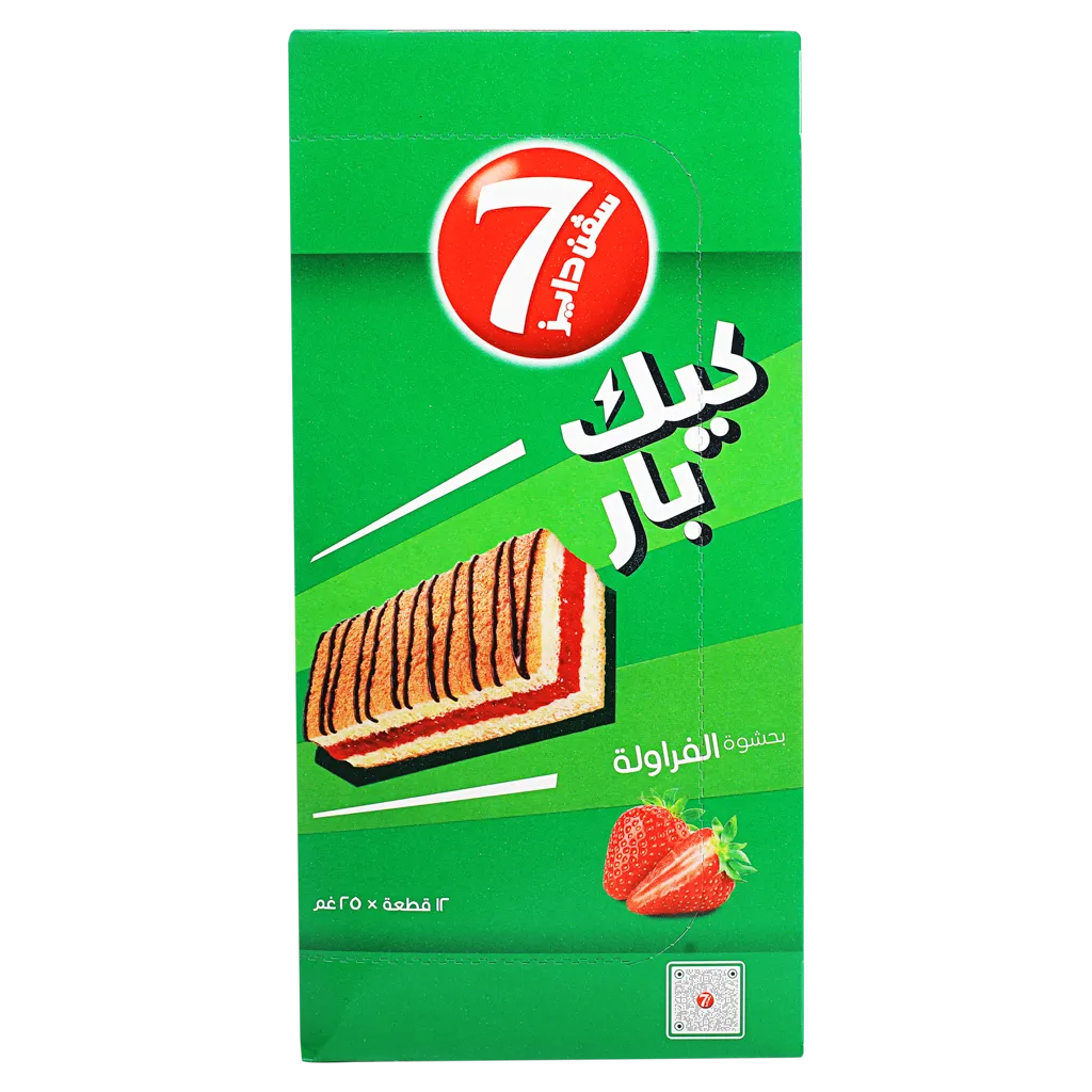 سفن دايز كيك بار بحشوة الفراولة علبة 12 حبة 25جم